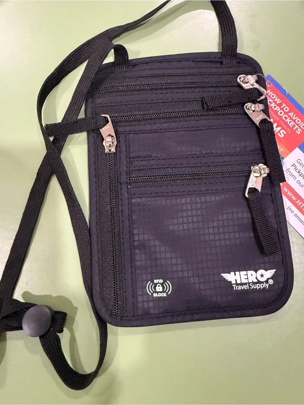 Black RFID Neck Pouch